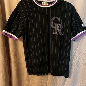 Vintage Colorado Rockies Black and Purple Pinstripe T-Shirt by Red Jacket size M